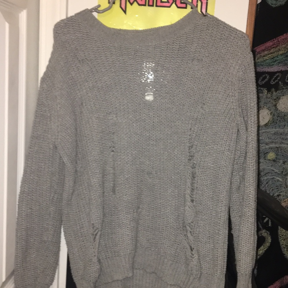 Grey ripped Rue21 sweater